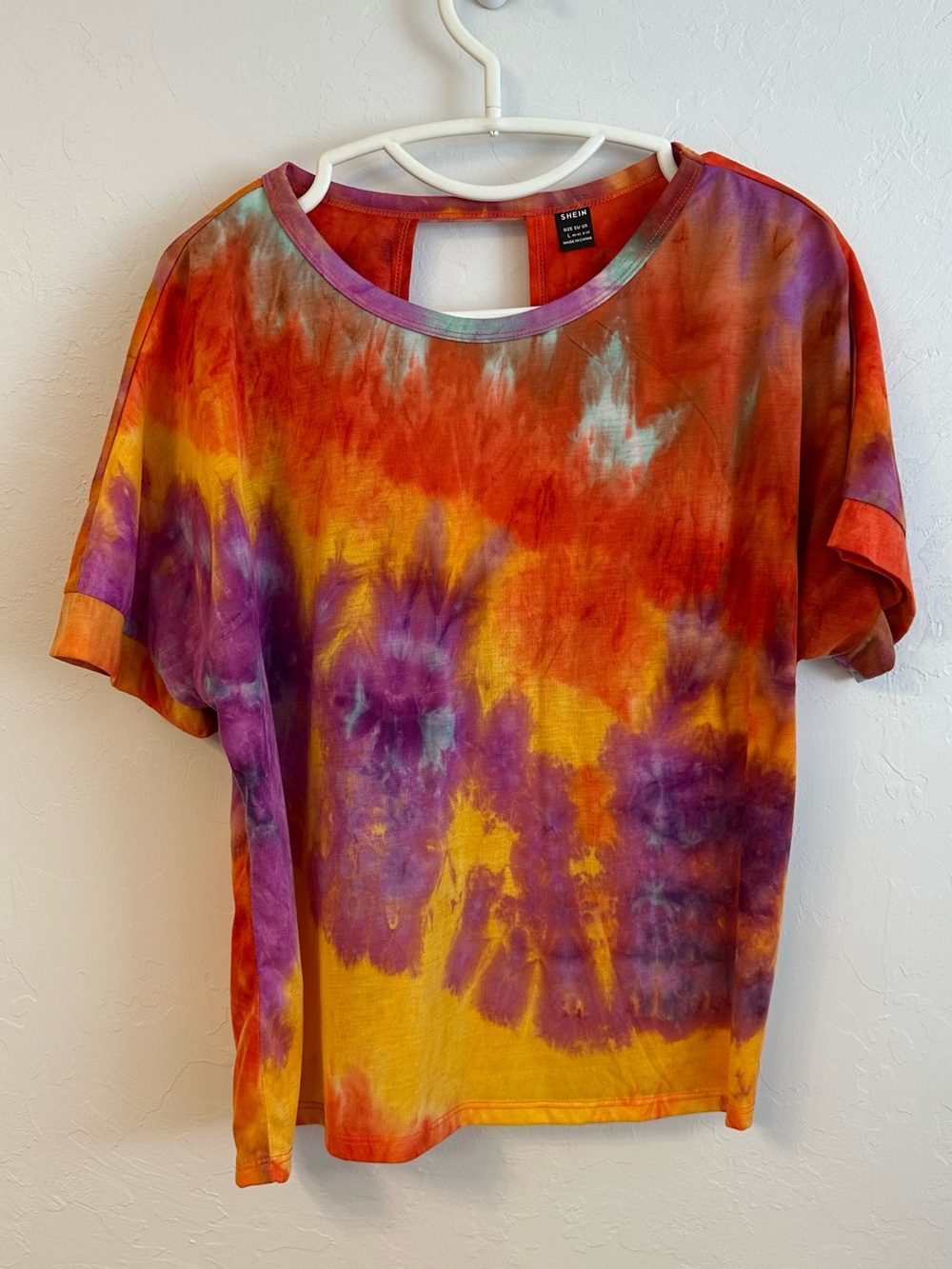 Orange, Purple & Yellow Tie-Dye open back Short Sleeve Tee
